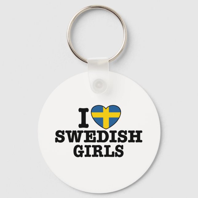 I Love Swedish Girls Key Ring (Front)