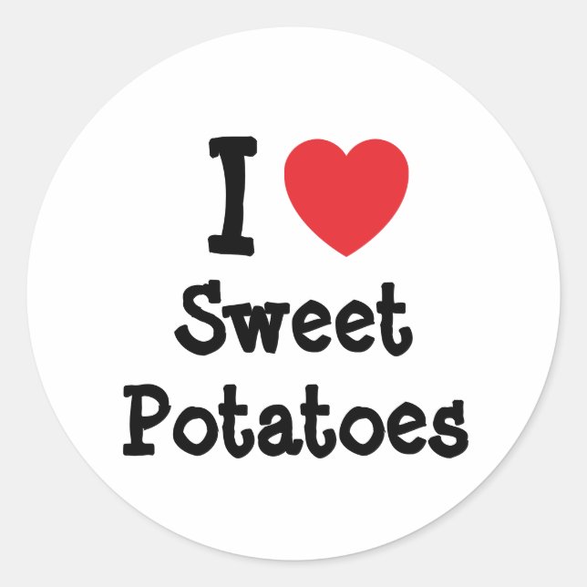 I love Sweet Potatoes heart T-Shirt Classic Round Sticker (Front)