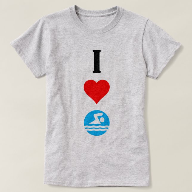 I Love Swim / I Heart Swim Cute Ladies T-shirt (Design Front)