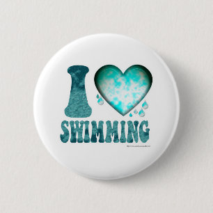 I Love Swimming 6 Cm Round Badge