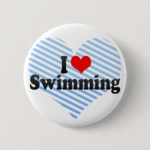 I Love Swimming 6 Cm Round Badge