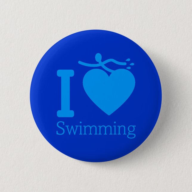 I Love Swimming Button (Front)