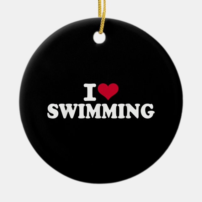 I love swimming ceramic ornament (Front)