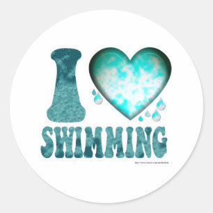 I Love Swimming Classic Round Sticker