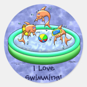 I Love Swimming! Classic Round Sticker