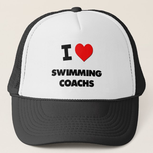 I Love Swimming Coachs Trucker Hat (Front)