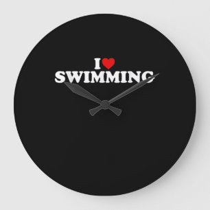 I Love Swimming - Heart Large Clock