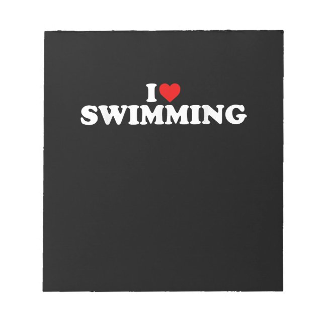 I Love Swimming - Heart Notepad (Front)