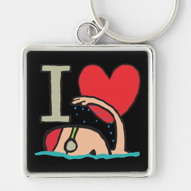 I Love Swimming Key Ring (Front)