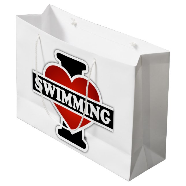 I Love Swimming Large Gift Bag (Front Angled)