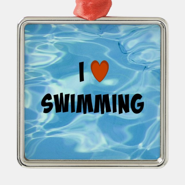 I Love Swimming  Metal Ornament (Front)