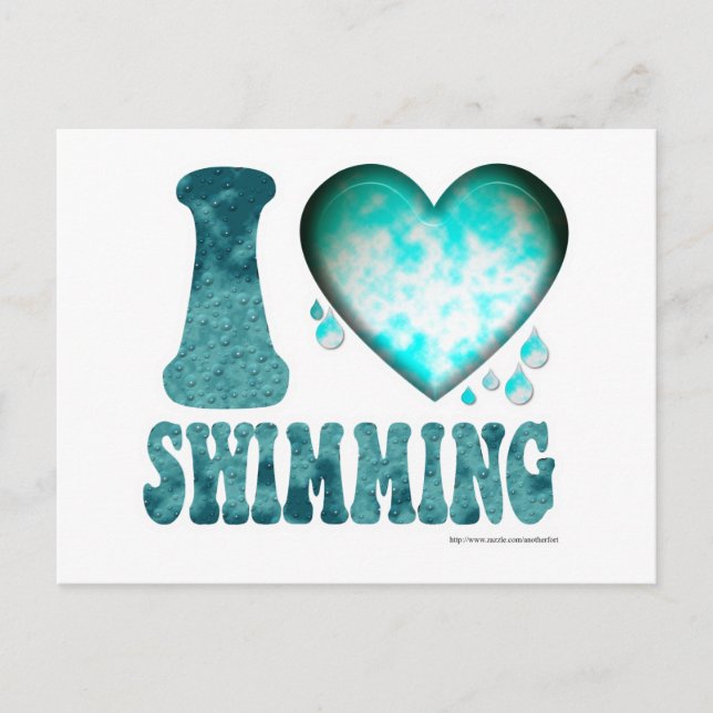 I Love Swimming Postcard (Front)
