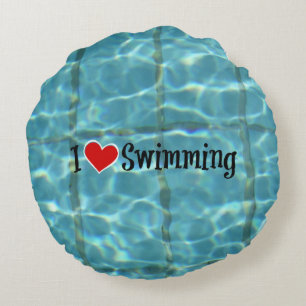 I Love Swimming Round Cushion