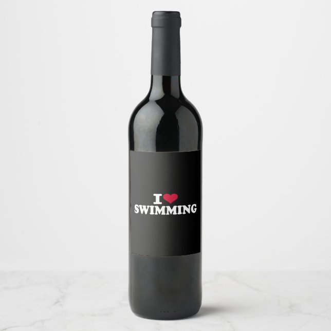 I love swimming wine label (Front)