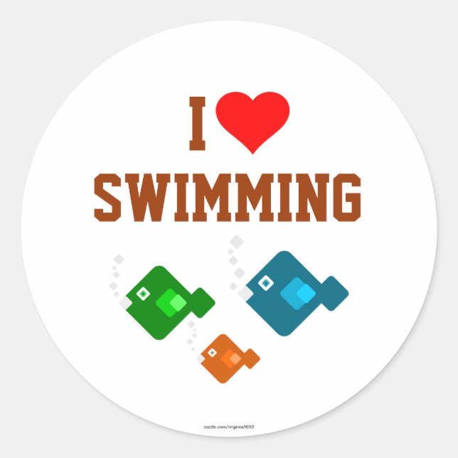 I LOVE SWIMMING with the fishes Sticker (Front)