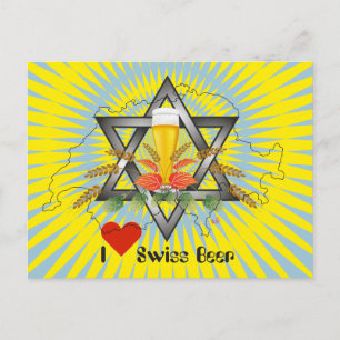 I love Swiss Beer Postkarte Postcard