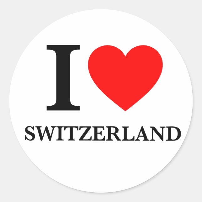 I Love Switzerland Classic Round Sticker (Front)