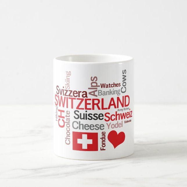 I Love Switzerland Favourite Swiss Things Coffee Mug (Center)