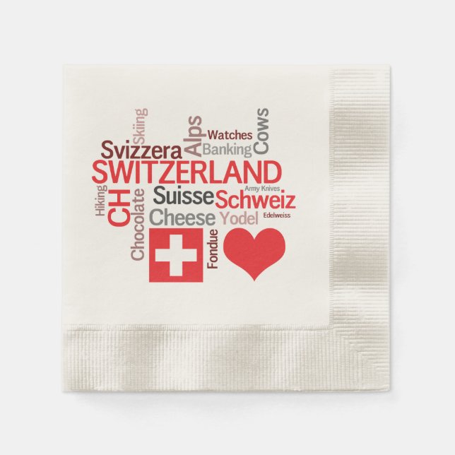 I Love Switzerland - Favourite Swiss Things Napkin (Front)