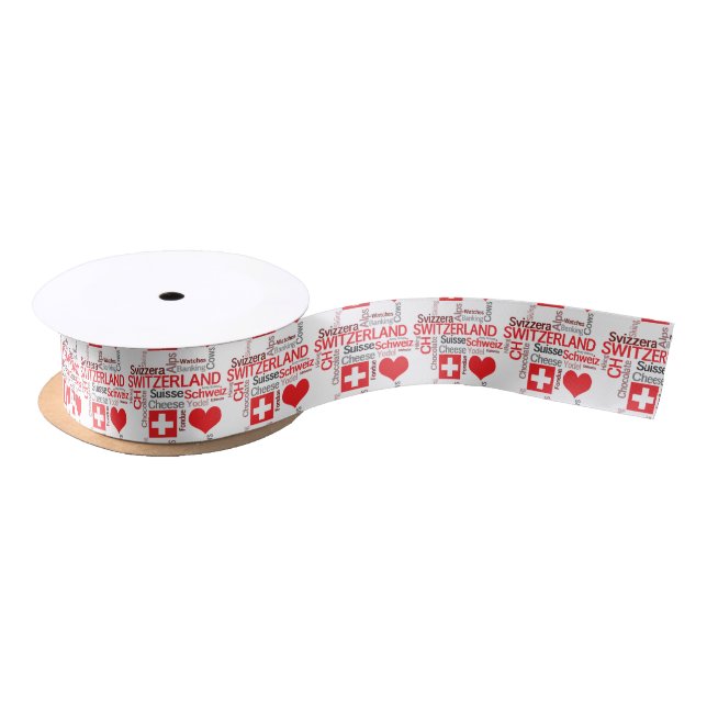 I Love Switzerland - Favourite Swiss Things Satin Ribbon (Spool)
