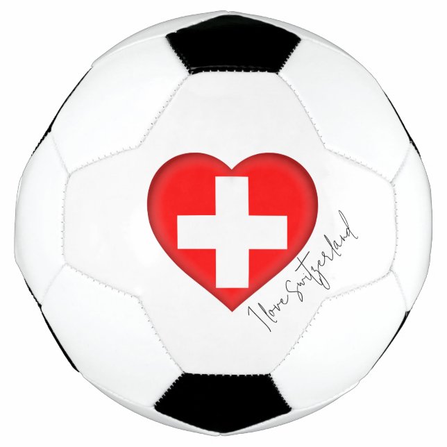 I Love Switzerland Flag Colours Heart Soccer Ball (Front)