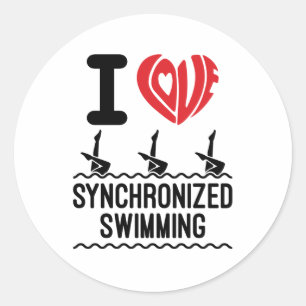I Love Synchronised Swimming Classic Round Sticker