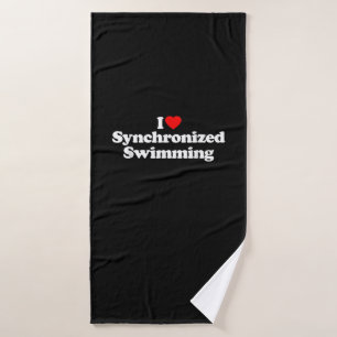 I Love Synchronised Swimming Heart Souvenir Funny Bath Towel