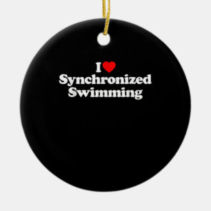 I Love Synchronised Swimming Heart Souvenir Funny Ceramic Ornament