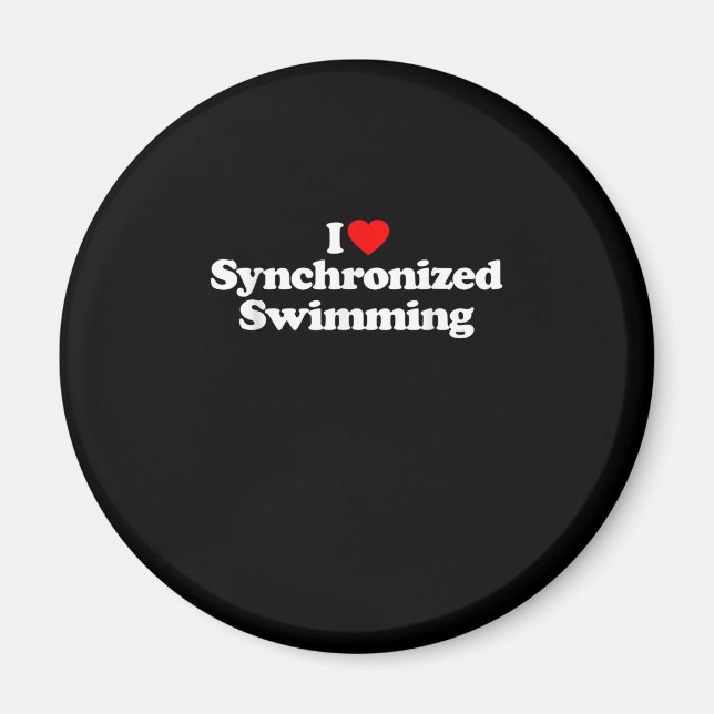 I Love Synchronised Swimming Heart Souvenir Funny Magnet (Front)