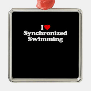 I Love Synchronised Swimming Heart Souvenir Funny Metal Ornament