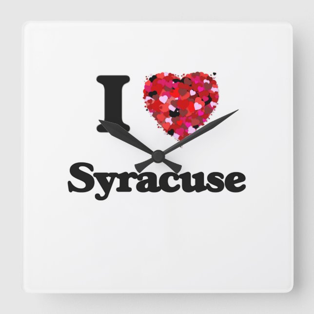 I love Syracuse New York Square Wall Clock (Front)