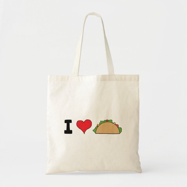 I Love Taco Clip Art Mexican Doodles Cartoon Taco Tote Bag (Front)