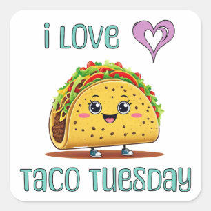 I Love Taco Tuesday Square Sticker