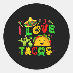 I Love Tacos Tuesday Men Women Mexican Funny Cinco Classic Round Sticker