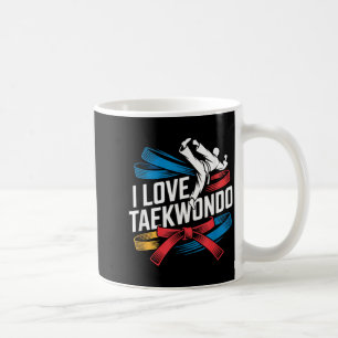 I Love Taekwondo Colourful Belt Fighter Coffee Mug