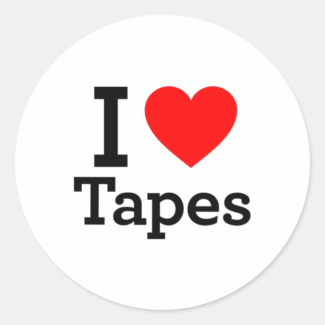 I Love Tapes Classic Round Sticker (Front)