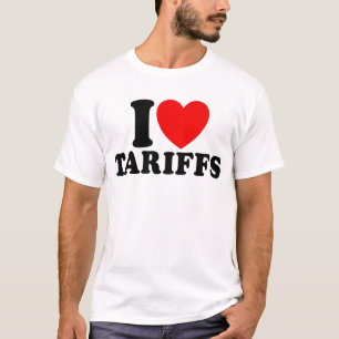 I Love Tariffs Red Heart Funny Trump Tariff T-Shirt