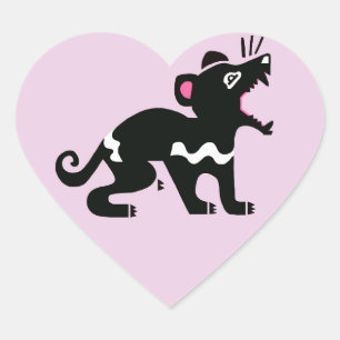 I love Tasmanian DEVILS - Wildlife - Pink Heart Sticker