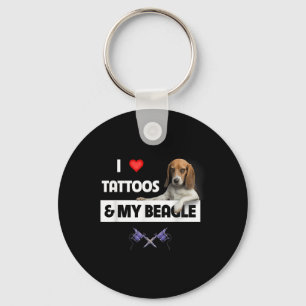 I Love Tattoos And My Beagle Dog Tattooed Mum Dad  Key Ring