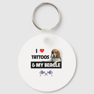 I Love Tattoos And My Beagle Dog Tattooed Mum Dad Key Ring