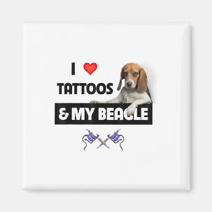 I Love Tattoos And My Beagle Dog Tattooed Mum Dad  Magnet