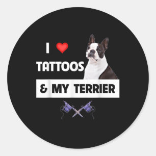 I Love Tattoos And My Border Collie Dog Tattooed M Classic Round Sticker