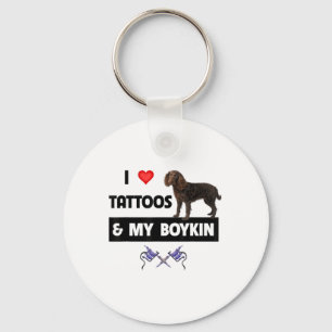 I Love Tattoos And My Boykin Spaniel Tattooed Dog  Key Ring
