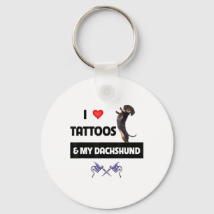 I Love Tattoos And My Dachshund Dog Tattooed Dotso Key Ring