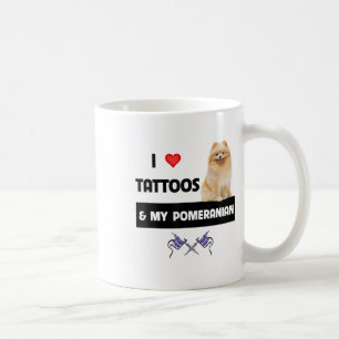 I Love Tattoos And My Pomeranian Dog Mum Dad Body Coffee Mug