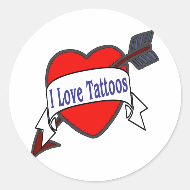 I Love Tattoos Classic Round Sticker (Front)
