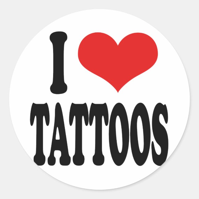 I Love Tattoos Classic Round Sticker (Front)