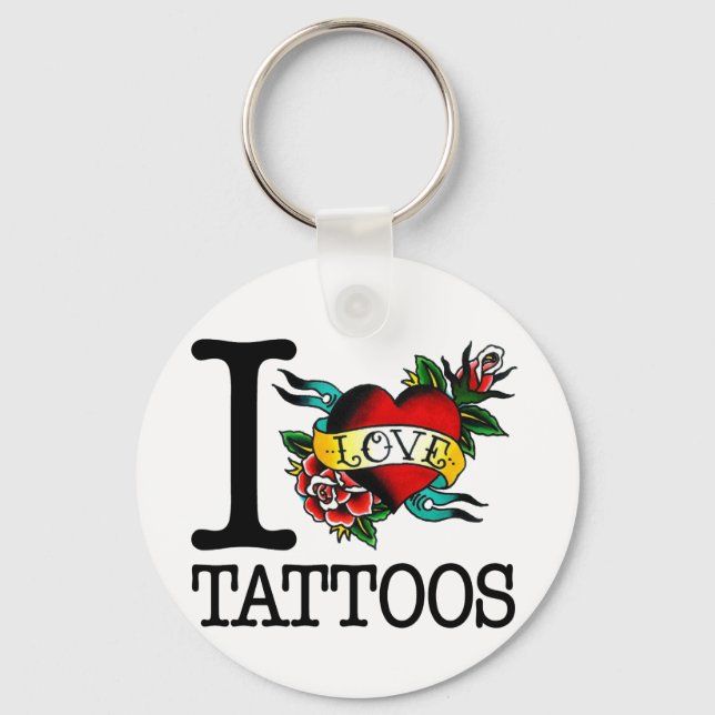 i love tattoos tattoo inked tat design key ring (Front)