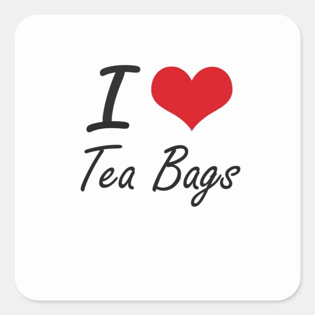 I love Tea Bags Square Sticker (Front)