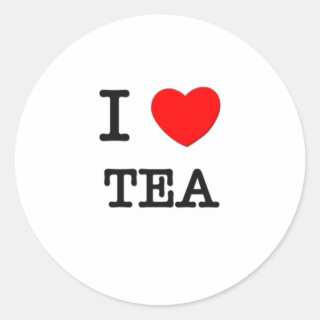 I Love Tea Classic Round Sticker (Front)